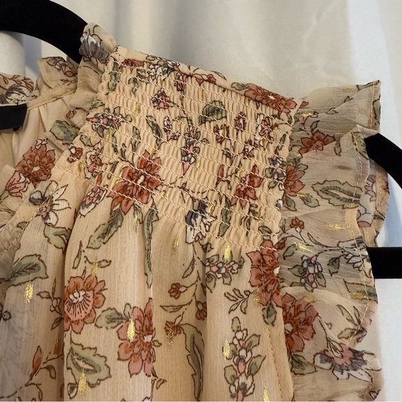 Haver London Sleeveless Floral Peasant Blouse Ruffle Shoulder V-Neck Women’s Med - Picture 5 of 8